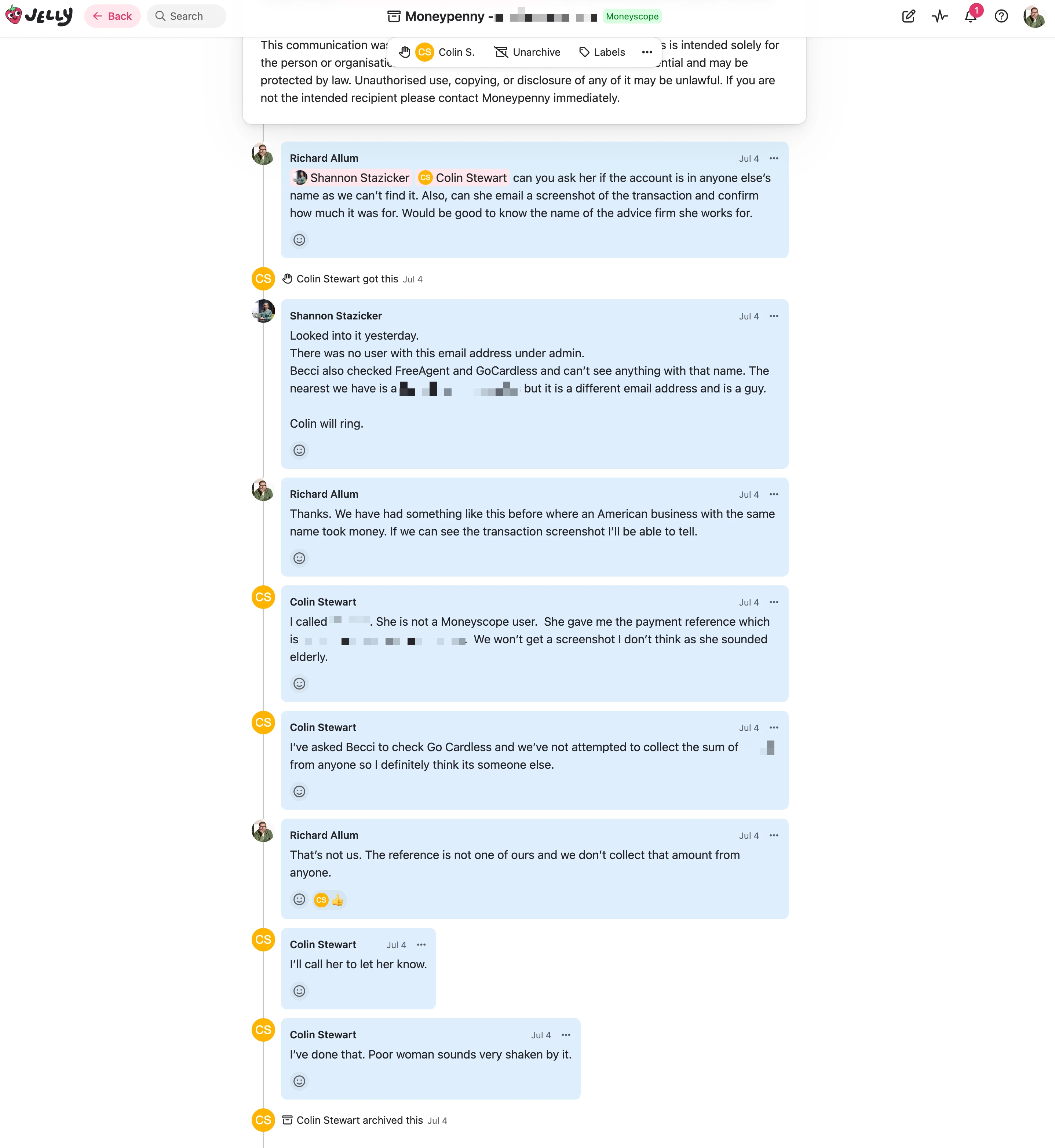 Internal comments in Jelly help The Paraplanners coordinate effectively